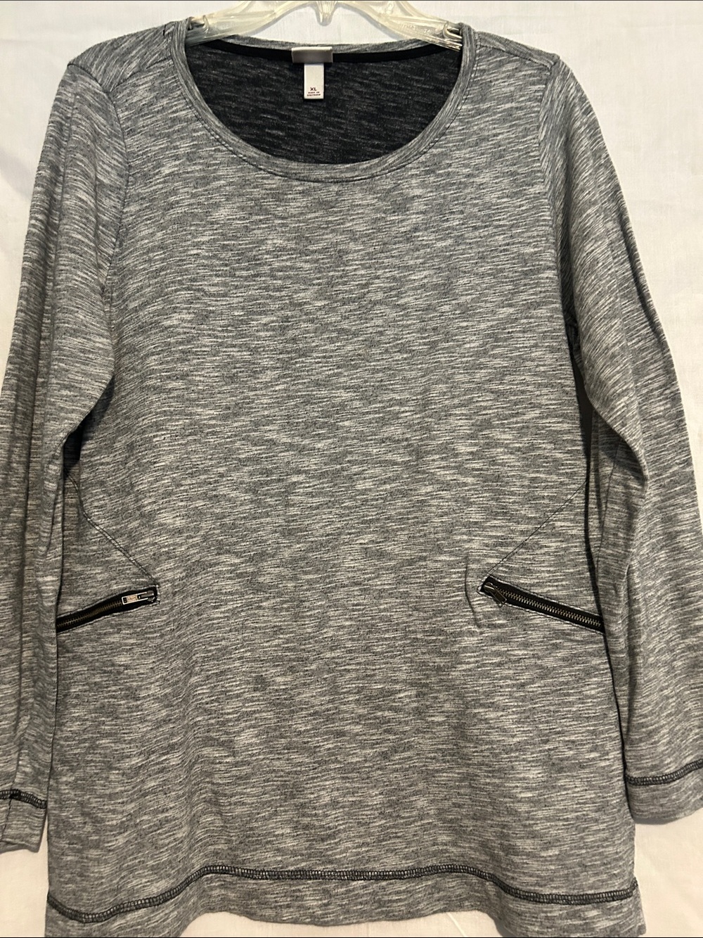 Merona Gray Marled Crewneck Sweater with Zipper Pockets
